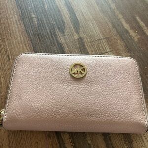 Michael Kors Blush Pink Wallet with Gold Logo